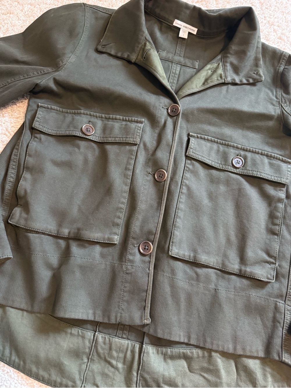 James Perse Olive Green Utility Jacket with Patch Pockets